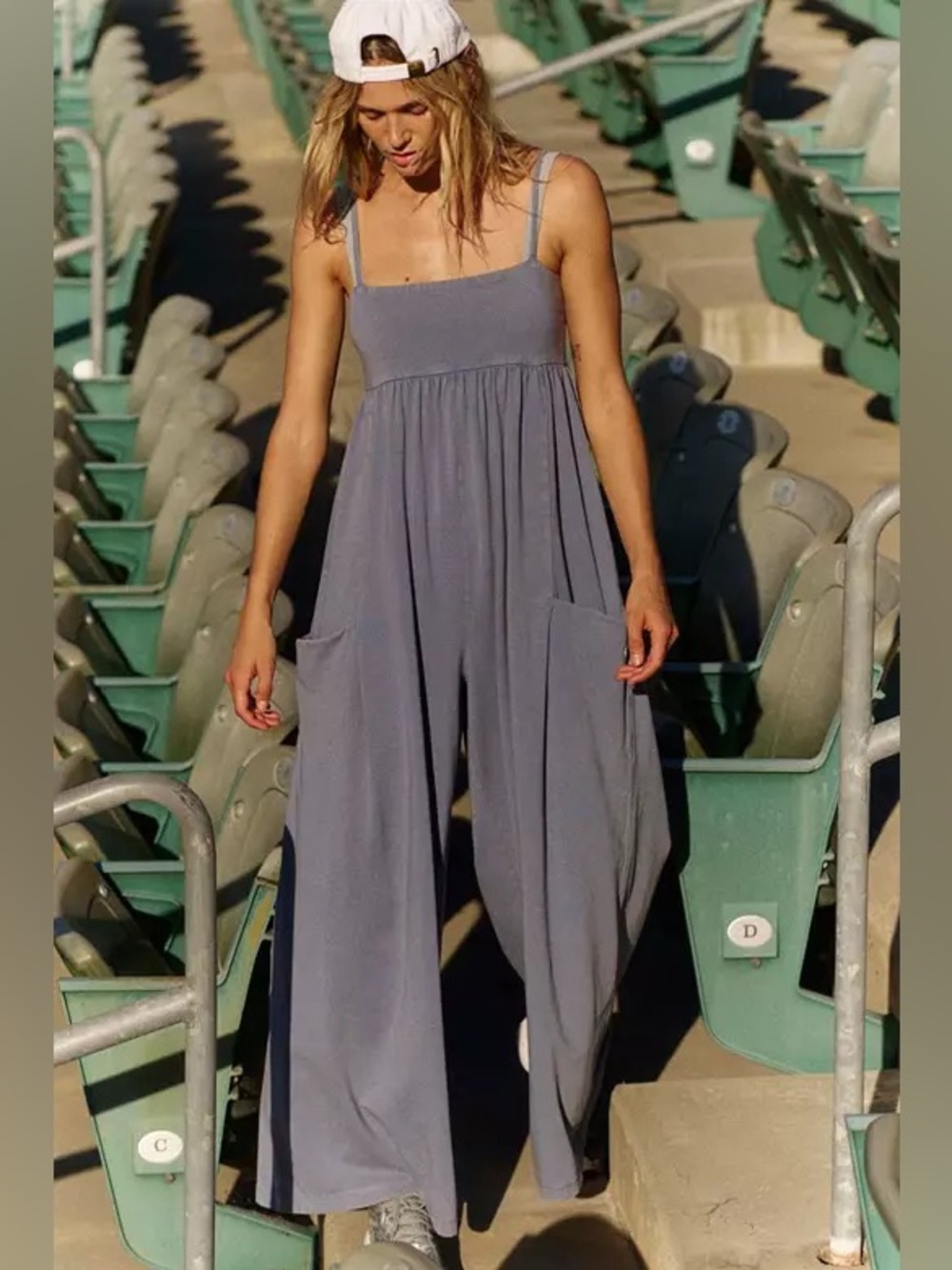 FP Movement by Free People Gray-Blue Wide Leg Jumpsuit